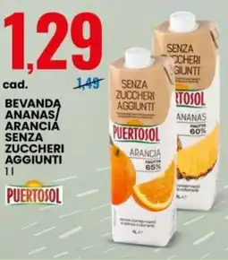 Eurospin PUERTOSOL Bevandą ananas arancia senza zuccheri aggiunti offerta