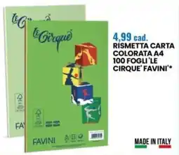 Eurospin Rismetta carta colorata A4 100 fogli LE CIRQUE' FAVINI offerta