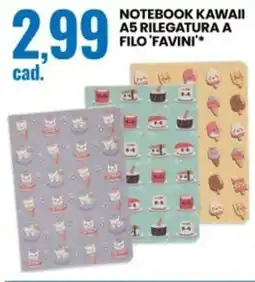 Eurospin Notebook kawaii A5 rilegatura a FILO 'FAVINI offerta
