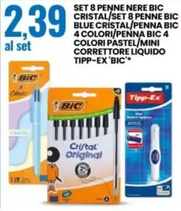 Eurospin Set 8 penne nere bic cristal BIC offerta