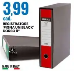 Eurospin Registratore 'pigna uniblack DORSO 8 offerta