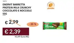 Prezzemolo e Vitale Enervit barretta protein milk crunchy cioccolato e nocciole offerta