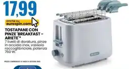 Eurospin Tostapane con pinze 'breakfast ARIETE offerta