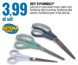 Eurospin Set 3 forbici SISTEMA casa offerta