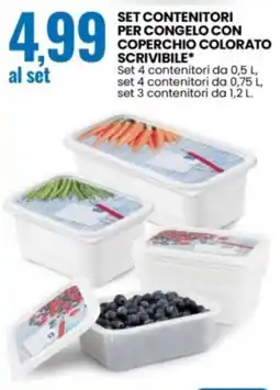 Eurospin Set contenitori per congelo con coperchio colorato scrivibile offerta