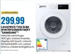 Eurospin LAVATRICE 7 KG SLIM WW70FG3M05TW/ET "SAMSUNG" offerta