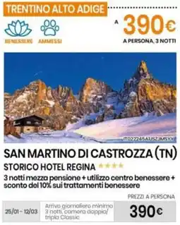 Eurospin STORICO HOTEL REGINA 3 notti mezza pensione offerta
