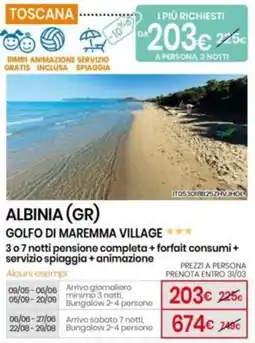 Eurospin GOLFO DI MAREMMA VILLAGE 3 o 7 notti pensione completa offerta