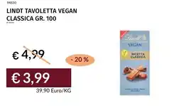 Prezzemolo e Vitale Lindt tavoletta vegan classica offerta