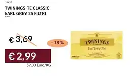 Prezzemolo e Vitale Twinings te classic earl grey 25 filtri offerta