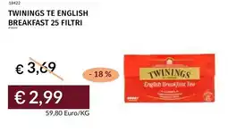 Prezzemolo e Vitale Twinings te english breakfast 25 filtri offerta