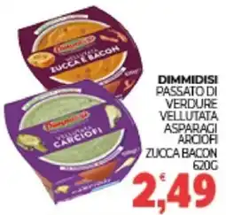 Eté Dimmidisi passato di verdure vellutata asparagi arciofi zucca bacon offerta