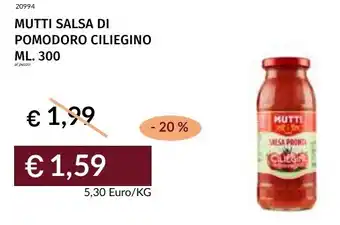Prezzemolo e Vitale Mutti salsa di pomodoro ciliegino offerta