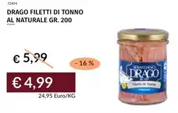 Prezzemolo e Vitale Drago filetti di tonno al naturale offerta