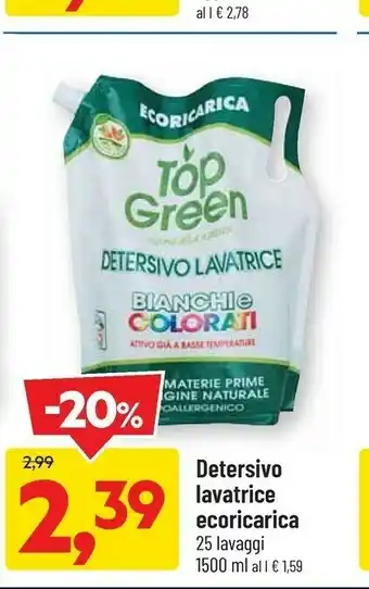 DPiù Ecoricarica top green detersivo lavatrice 1500 ml offerta