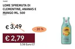 Prezzemolo e Vitale Lome spremuta di clementine, ananas e mango offerta
