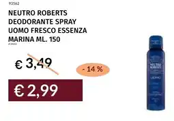 Prezzemolo e Vitale Neutro roberts deodorante spray uomo fresco essenza marina offerta