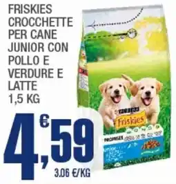 Splendidi e Splendenti Friskies crocchette per cane junior con pollo e verdure e latte PURINA offerta