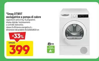 DPiù Dt181it asciugatrice libera installazione caricamento frontale 8 kg a+ bianco offerta