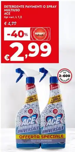 Bennet Detergente pavimenti o spray multiuso ACE offerta