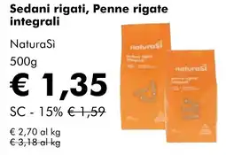NaturaSì Sedani rigati, Penne rigate integrali NaturaSì offerta