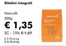 NaturaSì Ditalini integrali NaturaSì offerta