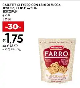 Bennet Gallette di farro con semi di zucca, sesamo, lino e avena BISCOPAN offerta