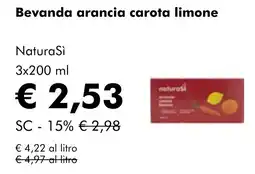 NaturaSì Bevanda arancia carota limone NaturaSì offerta