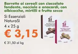 NaturaSì Barrette ai cereali con cioccolato fondente, nocciole e anacardi, con albicocche Sì Essenziali NaturaSì offerta