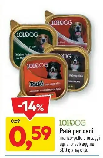 DPiù 101dog pate per cani offerta