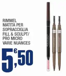 Splendidi e Splendenti Rimmel matita per sopracciglia fill & sculpt/ pro micro offerta