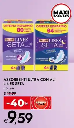 Bennet Assorbenti ultra con ali LINES SETA offerta