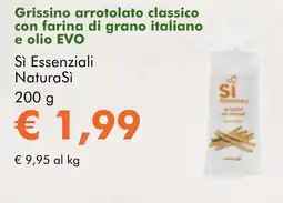 NaturaSì Grissino arrotolato classico con farina di grano italiano e olio EVO Sì Essenziali NaturaSì offerta