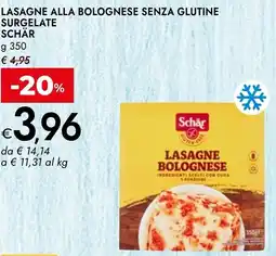 Bennet Lasagne alla bolognese senza glutine surgelate SCHÄR offerta