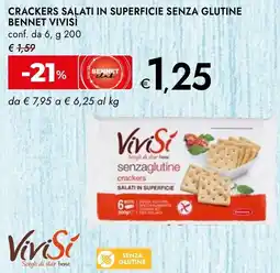 Bennet Crackers salati in superficie senza glutine BENNET VIVISI offerta