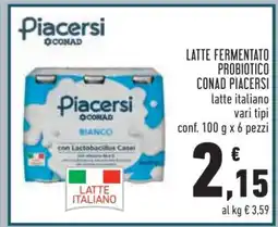 Conad LATTE FERMENTATO PROBIOTICO CONAD PIACERSI offerta