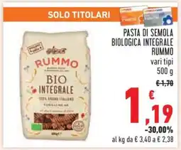 Conad Pasta di Semola Biologica Integrale Rummo offerta