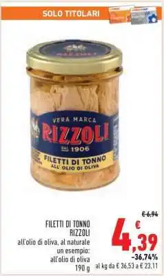 Conad Filetti di Tonno Rizzoli offerta