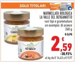 Conad MARMELLATA BIOLOGICA LA VALLE DEL BERGAMOTTO offerta