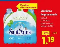Lidl Sant'Anna ACQUA NATURALE offerta