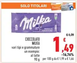 Conad CIOCCOLATO MILKA offerta