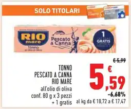 Conad Tonno Pescato a Canna Rio Mare offerta