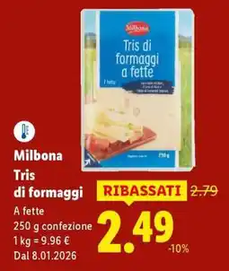Lidl Milbona Tris di formaggi offerta