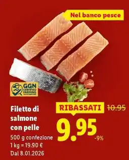 Lidl Filetto di salmone con pelle offerta