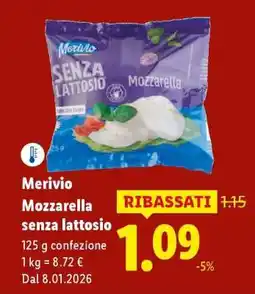 Lidl Merivio Mozzarella senza lattosio offerta