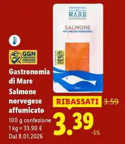 Lidl Gastronomia di Mare Salmone norvegese affumicato offerta