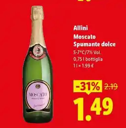 Lidl Allini Moscato Spumante dolce offerta