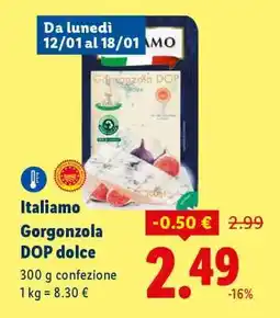Lidl Italiamo Gorgonzola DOP Dolce offerta