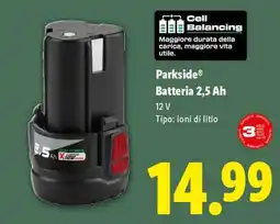 Lidl Parkside Batteria 2,5 Ah offerta