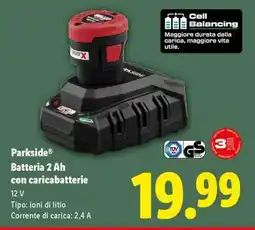 Lidl PARKSIDE Batteria 2 Ah con caricabatterie offerta